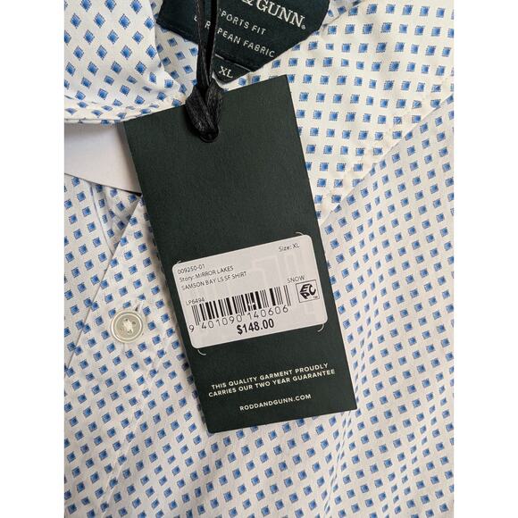 Rodd & Gunn Shirt Mens XL White Geometric Samson Bay Sports Fit Button Down - Picture 4 of 4